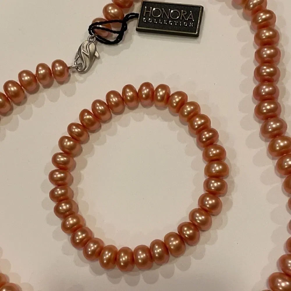 Honora Pink Pearl necklace/bracelet 925 sterling